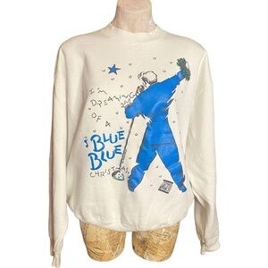 Vintage 80s Sweatshirt I’m Dreaming of a Blue Christmas White Royal Blue OS